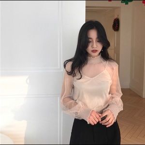 Korean mesh sheer blouse